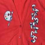 Vintage The Pampered Patch Hand Sewn Ceramics Art Red Cardigan Medium 1980’s B7 Photo 6