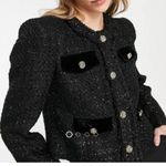 River Island Black Button Front Tweed Boucle Blazer Jacket Size 12 Photo 3