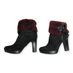 UGG  Pure Scarlet Suede Leather Shearling Cuffs Foldover Women’s Ankle Boots Photo 3