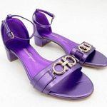 Salvatore Ferragamo Como Metallic Purple Leather Sandals Photo 0