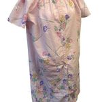 Vntg USA Housecoat Gown Floral Pearl Snap Grandma Cottage Pink Pastel Granny Size L Photo 0