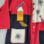 At Ease Women's Wool Cardinal Jacket 1X Red Black Collared Embroidered Patchwork Photo 9