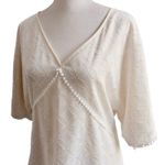 St. John White Medallion Fil Coupe Lace Textured Blouse Women's Size XS / 2 Photo 1