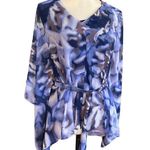 Jennifer Lopez Blouse XS 3/4 Sleeve Tie Belt At The Waist Artsy Colorful Photo 6