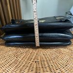 Badgley Mischka  Black Leather Satchel Two—Toned Hardware Turnlock Crossbody Photo 3