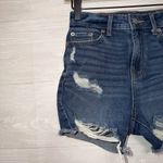 No Boundaries  Distressed High Rise Denim Jean Shorts Blue Cutoff Frayed Hem Photo 2