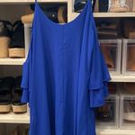 The Impeccable Pig Blue Open Shoulder Dress Photo 3