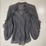 Jen's Pirate Booty  blue striped button down shimmer Troubadour Top XS Photo 6