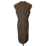 Ralph Lauren Black Label Brown Tweed Suede Cap Sleeve Sheath Midi Dress Size 12 Photo 3