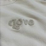 Aerie  The Chill Love Crewneck Sweatshirt Cream French Terry Knit Distressed Trim Photo 1