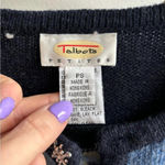 Talbots 100% Wool Patchwork Blue Holiday Crewneck Sweater Cardigan small petite Photo 1