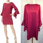 Bar III  Bell Sleeve Ruffled‎ Shift Dress in Berry Photo 1