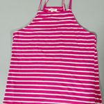 Heart & Hips Hot Pink Square-Neck Striped Halter Tank Top Tee T-Shirt Size L 💖 Photo 0