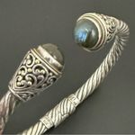ROBERT MANSE 925 Bali Sterling Silver 18K Gold Labradorite Twisted Cable Bangle Photo 14