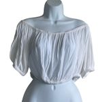 Elan Boutique Women CropTop M White Scoop Neck Short Sleeve Gauzey Beachy Resort NEW Photo 0