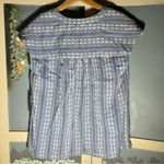 Vince Camuto Breezy Casual Cotton Top. Mandarin collar, V neck, high-low hem. Photo 1