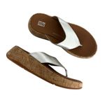 FitFlop F-Mode FlatForm Toe Post Sandals Silver Sz 6 Boho Chic Coastal Comfort Photo 2