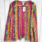 Vtg Sandy Starkman Jacket Women Size Large Multi Woven Ribbon Open Front Fringe Photo 0
