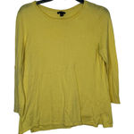 Ann Taylor  Women's Sweater Crew Neck Full Back‎ Button 3/4 Sleeve Yellow Medium Photo 0