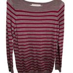 Loft  Boatneck Tunic Sweater Brown PInk Stripes Photo 0