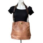 I Ponti Firenze Brown Penble Leather Wide Strap Shoulder Bag Photo 2