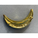 Vintage Crescent Moon Brooch Gold Tone Celestial Hippie Whimsygoth Photo 2