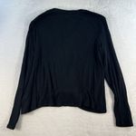 A New Day  XL Top Tie Front Black Ribbed Knit Full Button Long Sleeve V-Neck NEW Photo 13
