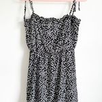 Black White Ditzy Floral adjustable Tie Strap Lightweight Mini Dress sz Small Photo 4