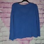 Wooden Ships ANTHRO BLUE KNIT WITH DAISY FLORAL PRINT V NECK SWEATER S/M Photo 1