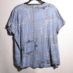 Style & Co Blue Paisley Bandana Print V Neck T Shirt Top Short Sleeve Cotton Womens 2X Boho Photo 1