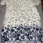 Siren Lily White and Navy Floral BoHo peasant style Tunic Top Tie Sleeve Size XL Photo 3