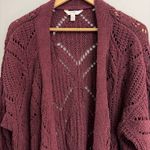 Terra & Sky  Deep Burgundy Open Knit Cardigan size 1X Photo 2