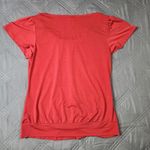 East 5th Red Formal Flower Blouse Top Pleated Short Sleeve Womens Size Small Photo 2