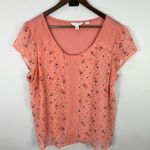 LC Lauren Conrad Lauren Conrad Top XXL‎ Pink Sheer Swiss Dot Flutter Sleeve Cherry Boho Romantic Photo 0