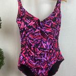 Swimsuits For All Pink & Black Print 1 Piece Swim Bathing Suit 16 Photo 0