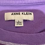 Anne Klein Purple Boxy Relaxed pocket T-Shirt with white contrast stitching Photo 5