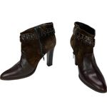 Diane Von Furstenberg  Leather Ankle Booties Braided Studded Brown Suede Size 7.5 Photo 14
