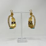 Shourouk  Tina Turquoise Stone Crystal Jewel Gold Plated Hoop Statement Earrings Photo 1