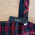 Lulus Lulu’s - Adorably Posh Plaid Tweed Crop Top in Red & Black/Navy Photo 1