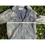 y2k CHALC Distressed Denim Button Up Long Sleeve Shirt Size Medium Blue Photo 6