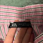 ZARA  Striped Pink Black and White Linen Shorts size medium Photo 2
