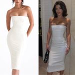 House Of CB NWOT - Camilla Ivory Strapless Midi Dress Bodycon Faux Leather Sz M Photo 1