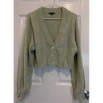 Kendall + Kylie Kendall & Kylie Fuzzy Cropped Cardigan Button Front Sweater Green M Photo 1