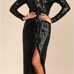 Lulus  Love Lasts Forever Black Sequin Long Sleeve Maxi Dress Size S Photo 0