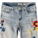 Indigo Rein  Light Wash Blue Floral Embroidered Low Rise Chew Hem Jeans size 9 Photo 8