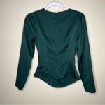 Open Edit  Womens Size‎ S Green Satin Cutout Long Sleeve Top Photo 1