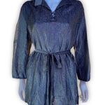 Vintage 70s Metallic Silver Disco Tunic Size L Photo 0