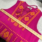 Savanna Jane L Aztec embroidered sleeveless mini dress pink Fuchsia tassels Size L Photo 4