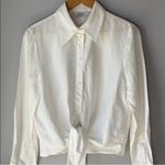 & Other Stories & OTHER STORIES White Linen Blend Tie-Front Shirt Blouse Photo 4