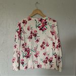 Lands' End Supima Cotton Floral Cardigan Sweater White Pink Coastal Grandma XL Photo 2